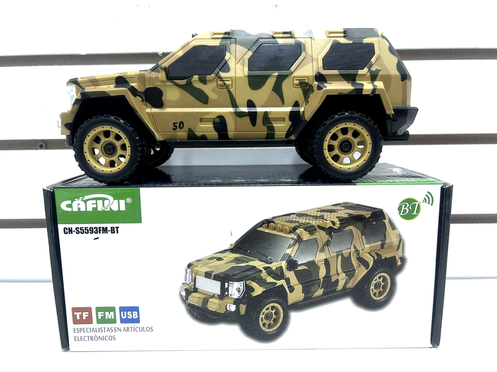 Parlante Portátil con Diseño de Carro – Bluetooth/FM/USB/TF – 8W – Color Camuflage