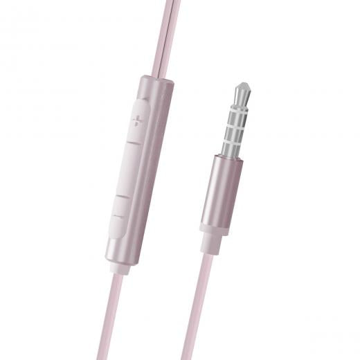 MOVISUN Enjoy P3 Rosado – Audífonos con Cable Jack 3.5 mm, Diseño Metálico, Micrófono Incorporado, Control de Reproducción y Llamadas, 1.20 m