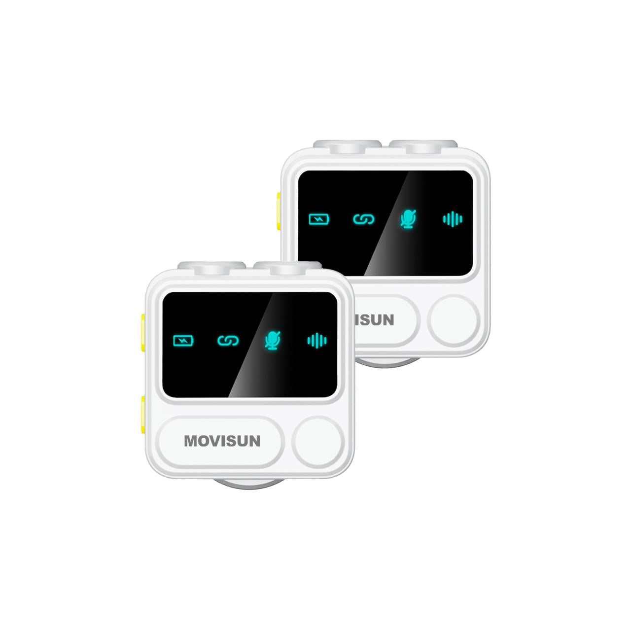 MOVISUN Mi F1 Blanco – Micrófono Inalámbrico Dual con Estuche Digital, ANC, Reverberación, Compatible con iPhone y Android, Ideal para Streaming, Entrevistas y Podcasts, 21H de Autonomía