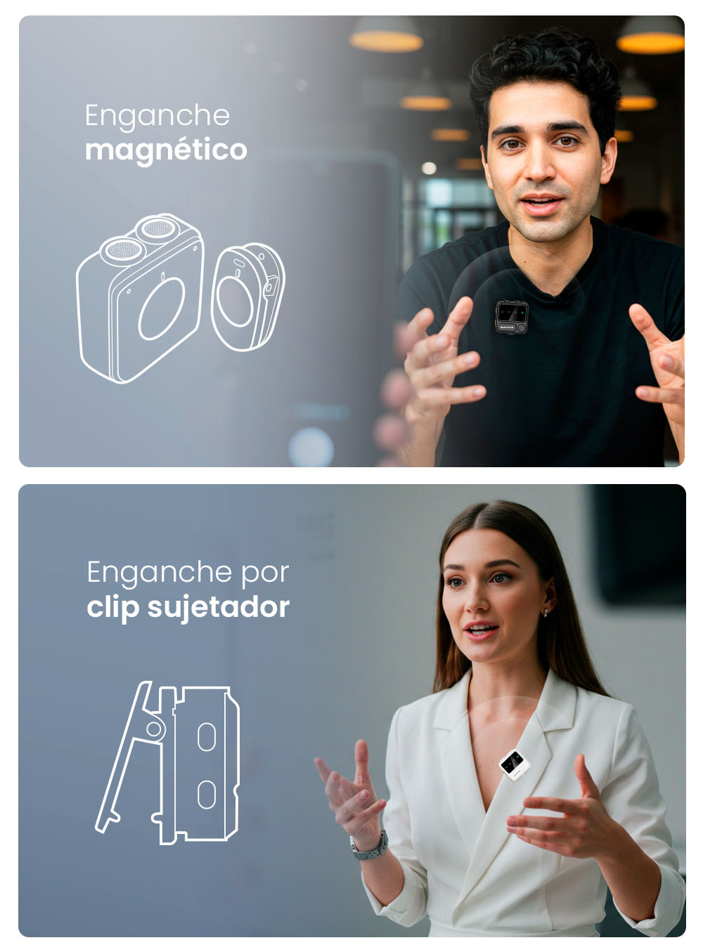 MOVISUN Mi F1 Blanco – Micrófono Inalámbrico Dual con Estuche Digital, ANC, Reverberación, Compatible con iPhone y Android, Ideal para Streaming, Entrevistas y Podcasts, 21H de Autonomía
