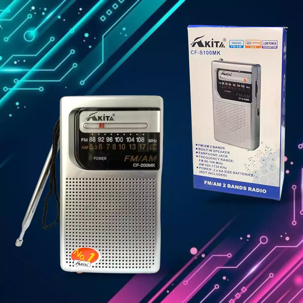 Radio Portátil Akita CF-S100MK – Sintonizador FM/AM – Diseño Compacto y Práctico