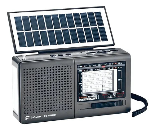 Linterna reproductor de audio altovoz Bluetooth radio AM FM onda corta alimentada por energía solar