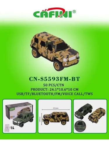 Parlante Portátil con Diseño de Carro – Bluetooth/FM/USB/TF – 8W – Color Camuflage