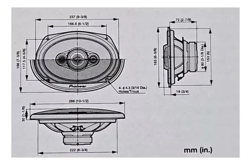 Parlantes Pioneer Ts-a6968s 6x9 450w Linea 2025