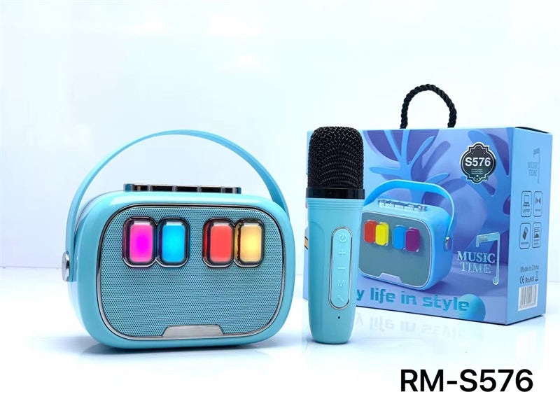 Altavoz Portátil RM-S576 Bluetooth 5.3 – FM/USB/TF/AUX/TWS – Con Micrófono y Luces LED - KARAOKE