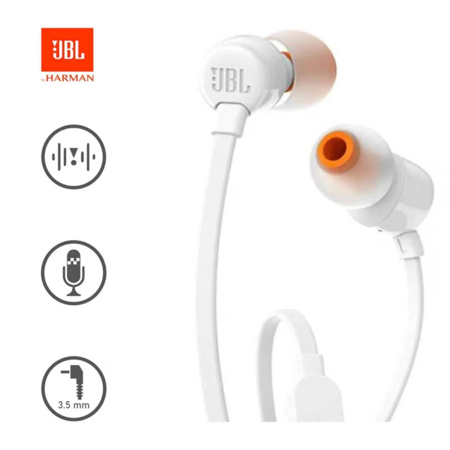 Audífonos Jbl Tune 110 Negros Con Micrófono Y Conector 3.5Mm