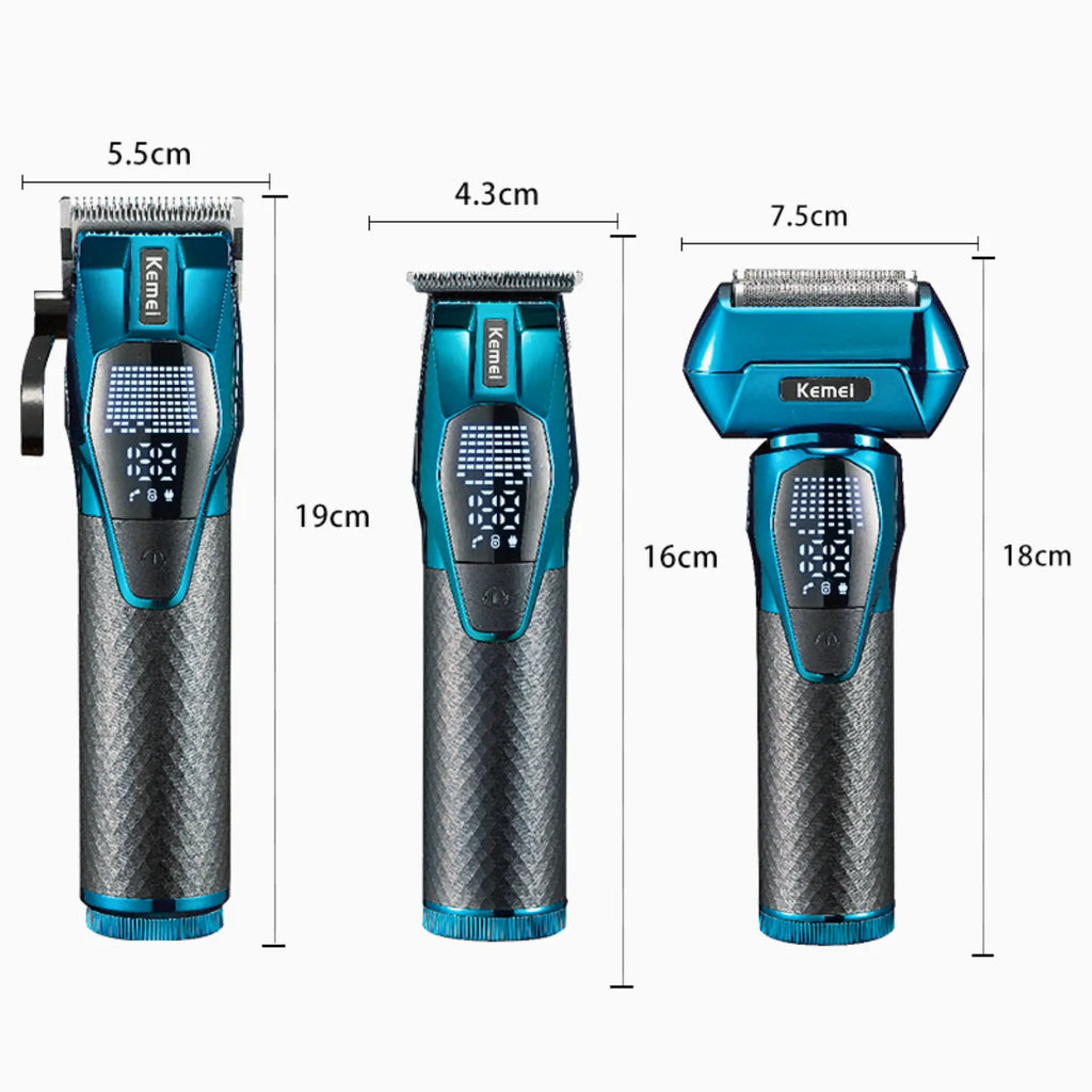 Barber Combo Kemei KM-8559 Cortapelo + Patillera + Shaver Profesional – 3 en 1